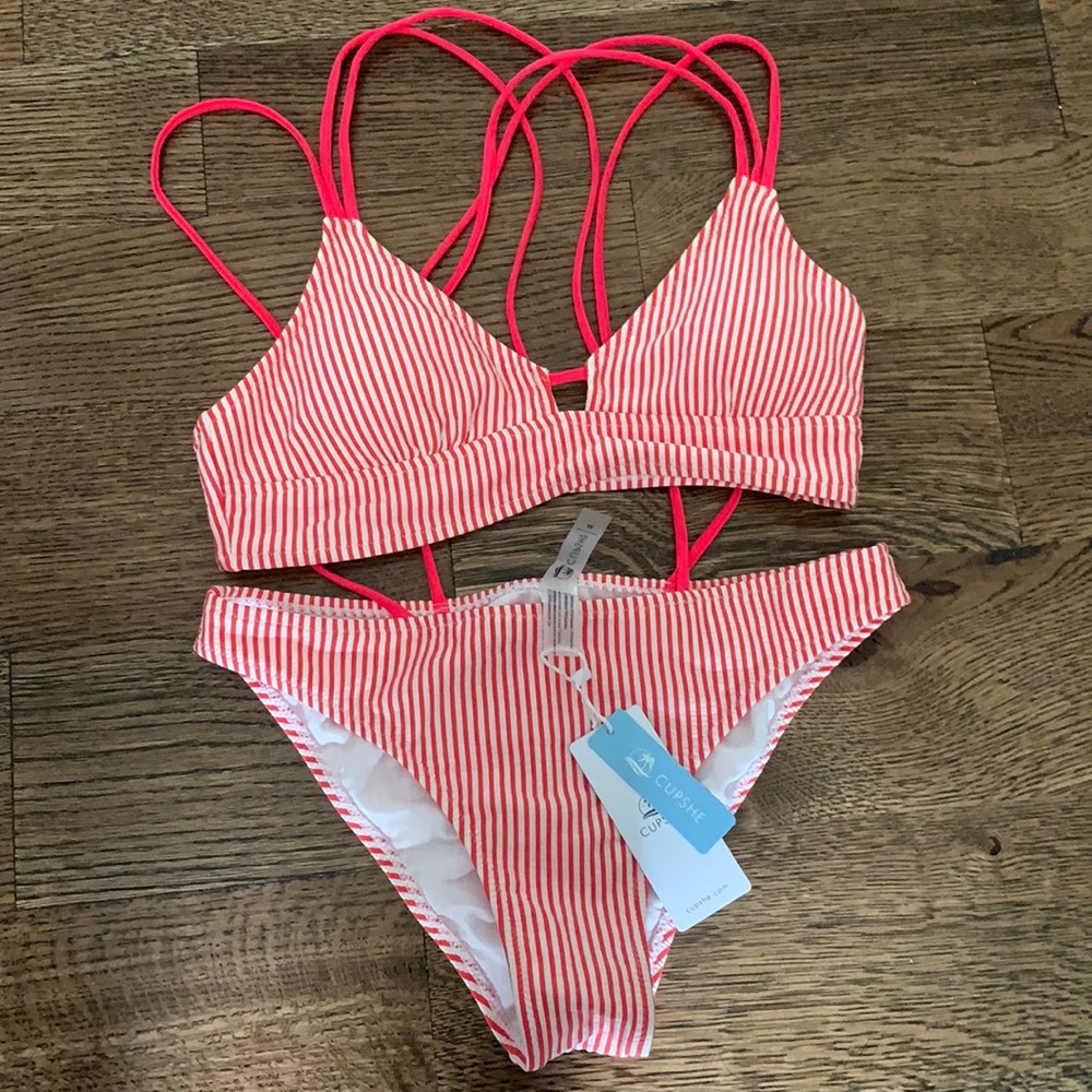 Brand new w tags M orange stripe bikini